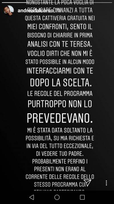 Uomini e Donne, Andrea Dal Corso disperato su Instagram: "Dammi una possibilità"