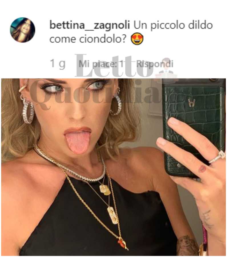 chiara ferragni ciondolo colana a forma di dildo, pene