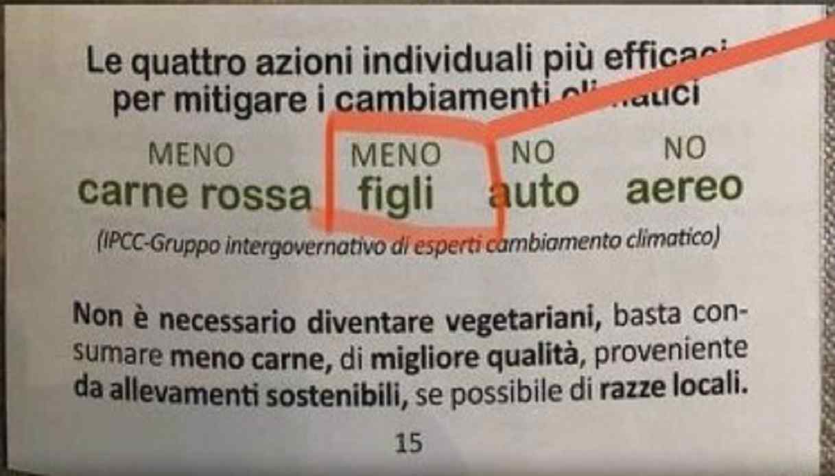 Opuscolo Distribuito A Cremona Per Salvare L Ambiente Fate Meno Figli