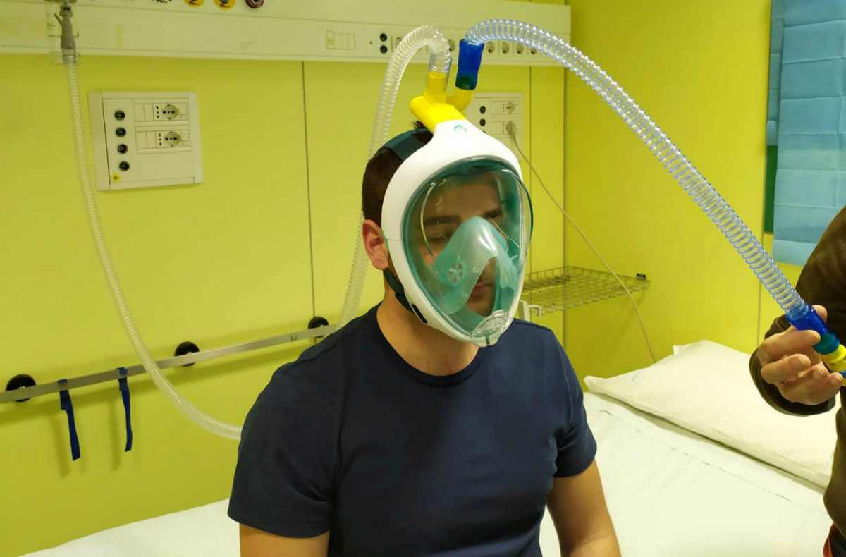 maschera snorkeling usata per coronavirus