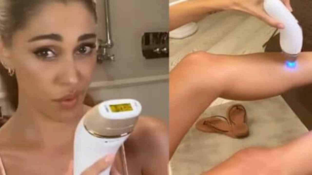 Belen Rodriguez si depila in diretta