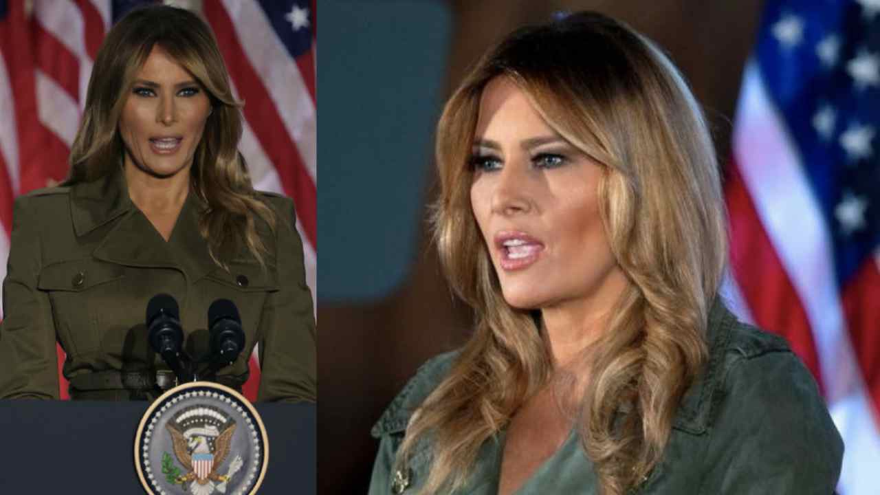 melania trump sostiene il marito al comizio