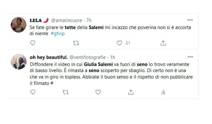 Twitter, i commenti dei fan di Giulia Salemi