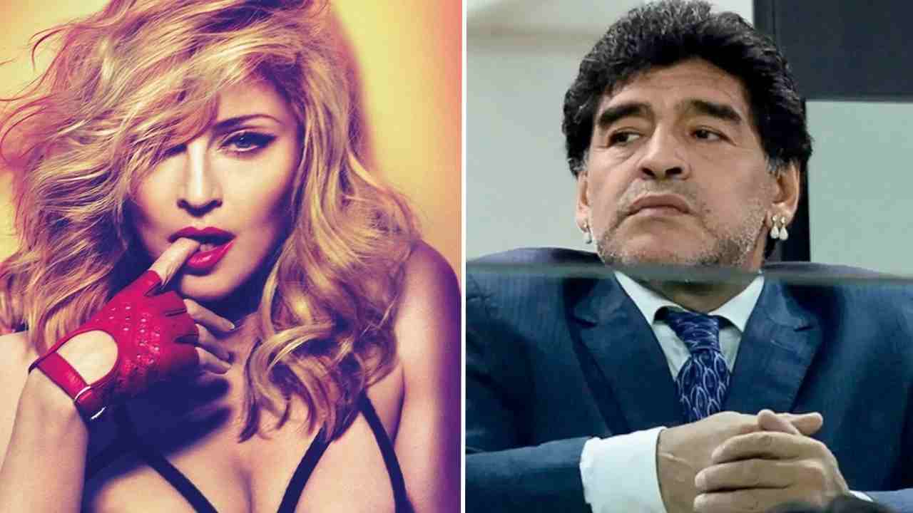 La popstar Madonna e il calciatore Maradona