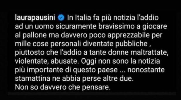 Laura Pausini, commento su instagram