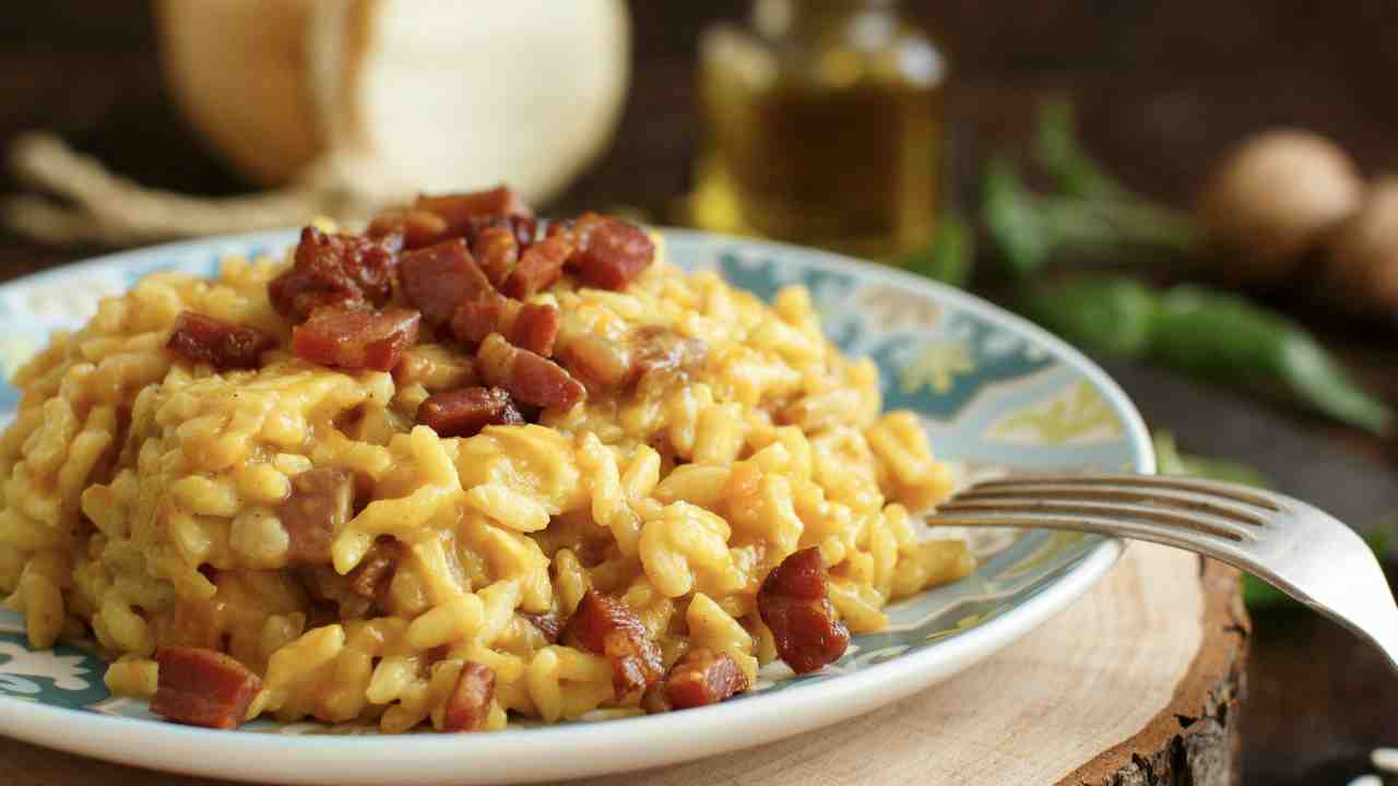 risotto alla zucca con pancetta e provola