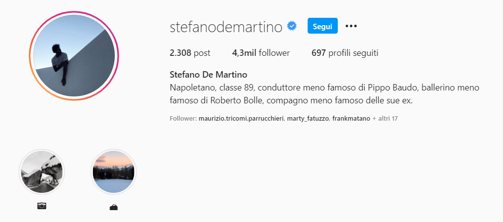 stefano de martino didascalia bio divertente instagram