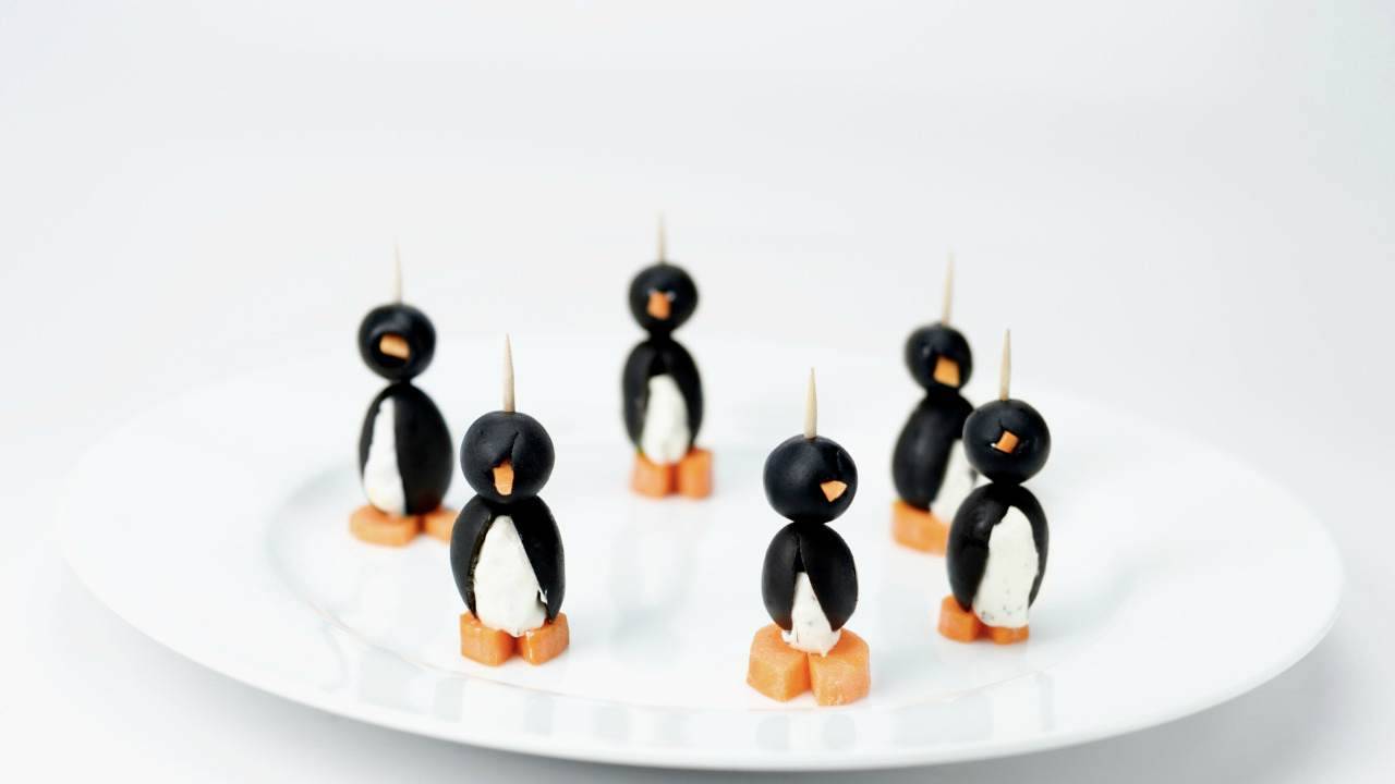 Antipasto a forma di pinguino