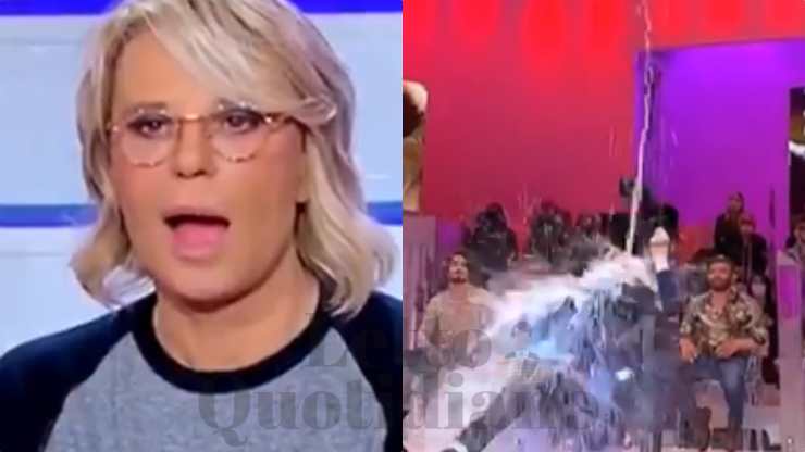 gemma galgani si fa gettare un secchio di acqua addosso