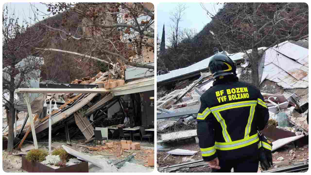Frana Bolzano distrutto hotel, foto dei Vigili del Fuoco