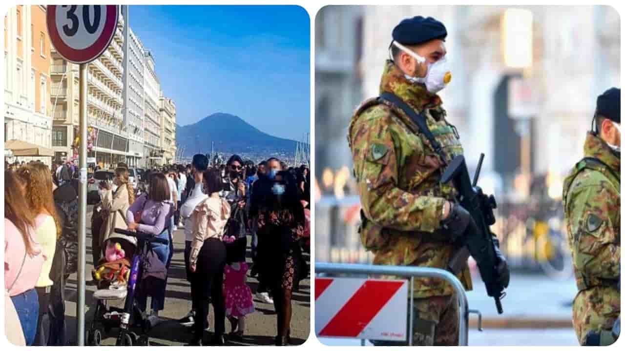 Napoli poliziotti e l’Esercito contro gli assembramenti del fine settimana.