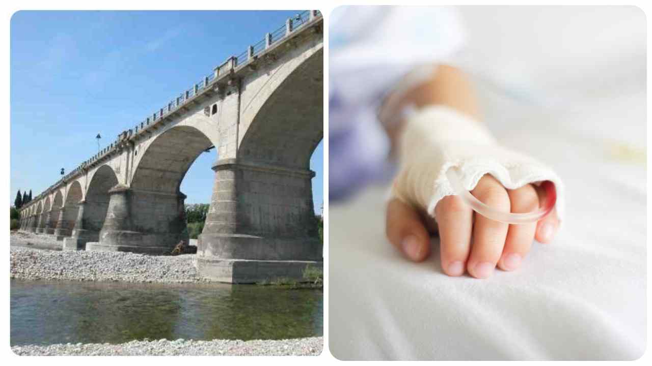 bambino precipitato ponte fuori pericolo