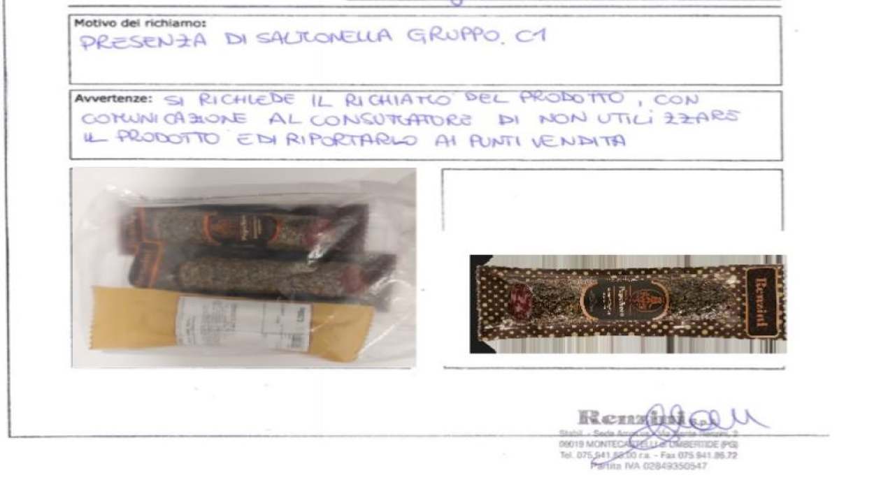 Salame ritirato- Nota del Ministero 2