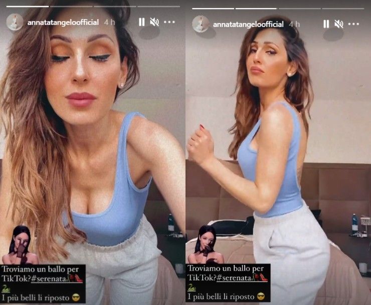 Anna Tatangelo si abbassa in avanti e la scollatura cede: il Tik Tok diventa piccante