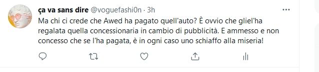 Commento di un follower di Awed