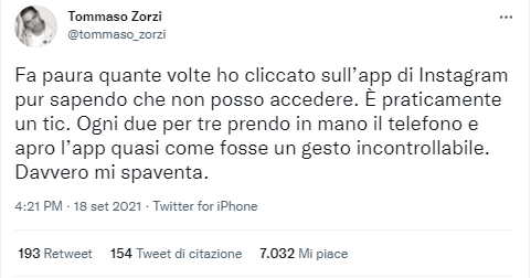 Tommaso Zorzi post Twitter