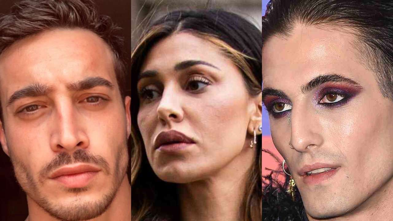 Antonino Spinalbese, Belen Rodriguez e Damiano dei Maneskin 