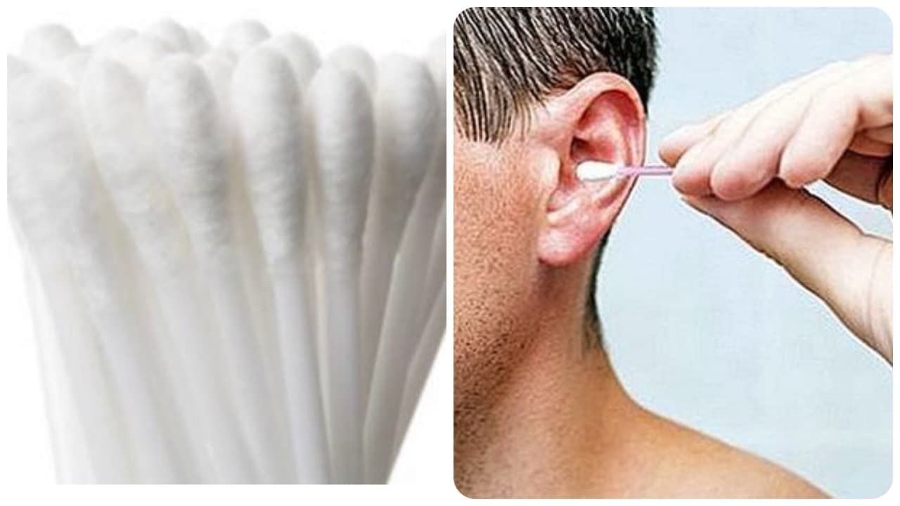 Uomo pulisce orecchio con cotton fioc