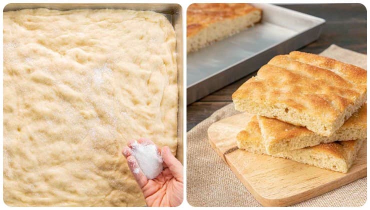 Focaccia dolce con zucchero semolato