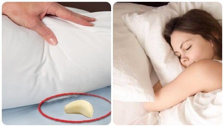 Donna dorme con spicchio d'aglio