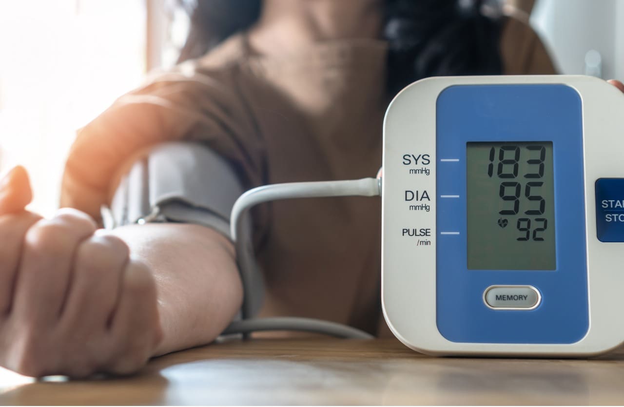 Patient with high blood pressure monitoring