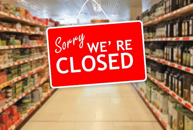 Cartello chiusura supermercati