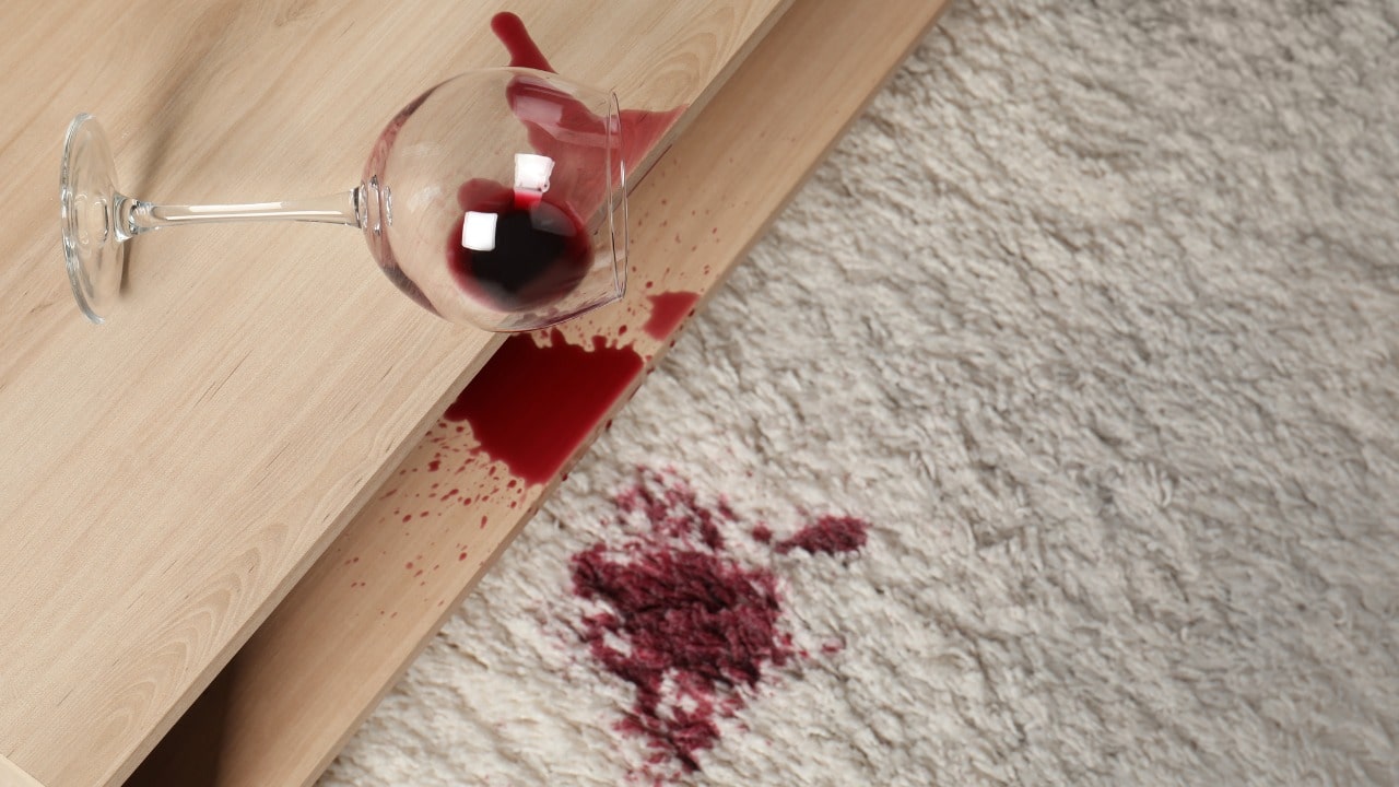 Macchie di vino sul tappeto